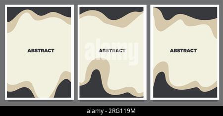 Set mit minimalen geometrischen 20s-Elementen. Satz von Wave monochromer abstrakter Malvektordarstellung Stock Vektor