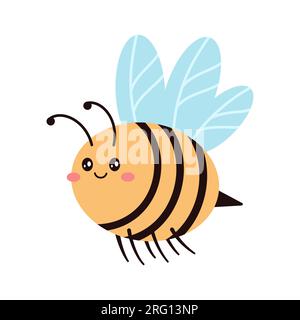 Zeichentrickfigur. Doodle-Style. Handgezeichnete Figur. Handgezeichnete Bienen-Illustration. Vektorkinder-Illustration isoliert auf weißem Hintergrund. Stock Vektor