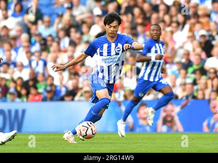 Kaoru Mitoma of Brighton während des Vorsaison Freundschaftsspiels zwischen Brighton und Hove Albion und Rayo Vallecano im Amex Stadium , Brighton , Großbritannien - 06. August 2023 - Credit Simon Dack / Tele Images Editorial use only. Kein Merchandising. Für Fußballbilder gelten Einschränkungen für FA und Premier League. Keine Nutzung von Internet/Mobilgeräten ohne FAPL-Lizenz. Weitere Informationen erhalten Sie von Football Dataco Stockfoto