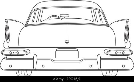 Klassische amerikanische Limousine aus dem späten 1950. Jahrhundert, Linienkunst-Vektorgrafik Stock Vektor