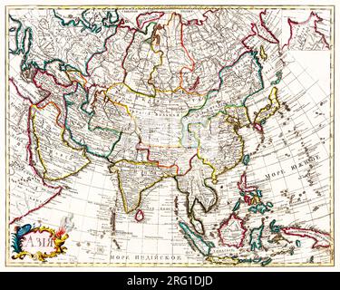 Karte von Asien. Identisch mit den Karten von Guillaume D'Isle (ca. 1723). Original aus der British Library. Digital verbessert durch Rawpixel. Stockfoto