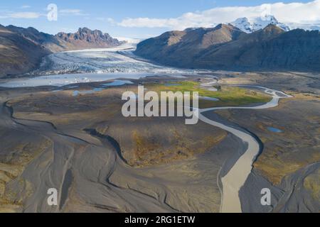 Blick auf den Vatnajokull-Gletscher aus der Vogelperspektive Stockfoto