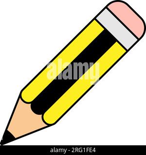 Bleistift mit Radiergummi-Symbol. Abbildung eines flachen Vektors Stock Vektor