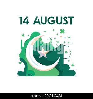 14. August Pakistan Unabhängigkeitstag Vektordarstellung Stock Vektor
