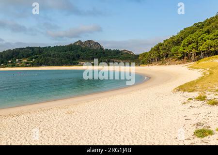 Playa de Rodas Sandstrand, Cies Inseln, Atlantik Inseln Galicien Maritime Terrestrial National Park, Spanien Stockfoto
