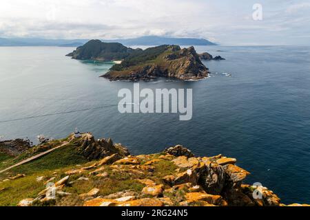 St. Martin oder Südinsel, Cies-Inseln, Atlantikinseln Galicien Maritime Terrestrial National Park, Spanien Blick von der Isla del Faro Stockfoto