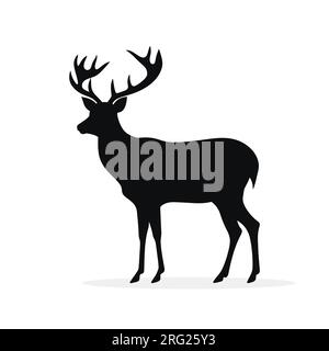 Silhouette des Hirsches auf weißem Hintergrund. Vektordarstellung Stock Vektor