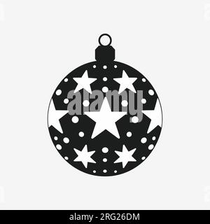 Weihnachtsball, Vektorvorlage für Grußkarten mit weißem Hintergrund und flachem Design. Vektordarstellung Stock Vektor