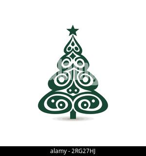 Schwarzes Weihnachtsbaumsymbol. Vektordarstellung Stock Vektor