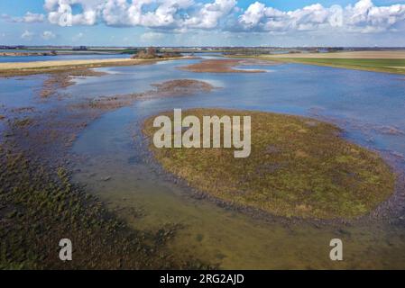 Korendijkse Slikken, Haringvliet, Niederlande. Von oben gesehen. Stockfoto