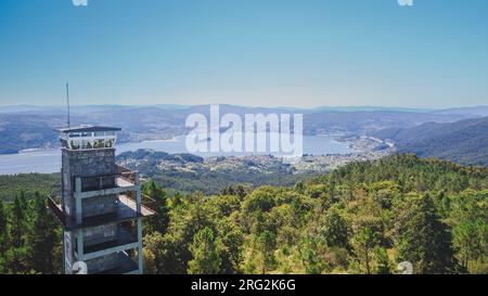 Ensenada de San Simón en la Ría de Vigo vista desde Castiñeira Stockfoto