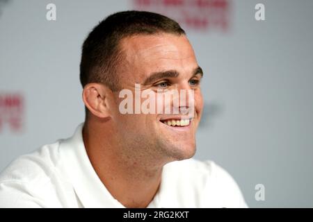 Ben Earl von England während einer Squad-Ankündigung für die Rugby-Weltmeisterschaft 2023 im Twickenham Stadium, London. Foto: Montag, 7. August 2023. Stockfoto