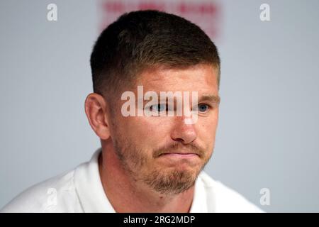 Owen Farrell aus England während einer Squad-Ankündigung für die Rugby-Weltmeisterschaft 2023 im Twickenham Stadium, London. Foto: Montag, 7. August 2023. Stockfoto