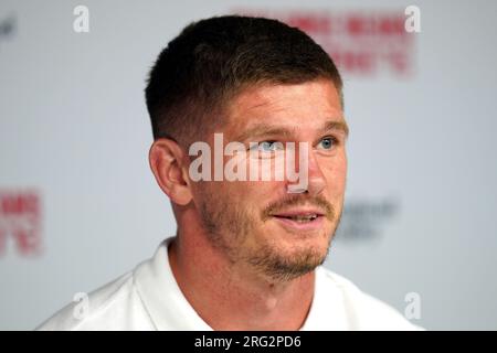 Owen Farrell aus England während einer Squad-Ankündigung für die Rugby-Weltmeisterschaft 2023 im Twickenham Stadium, London. Foto: Montag, 7. August 2023. Stockfoto