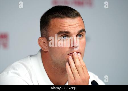 Ben Earl von England während einer Squad-Ankündigung für die Rugby-Weltmeisterschaft 2023 im Twickenham Stadium, London. Foto: Montag, 7. August 2023. Stockfoto