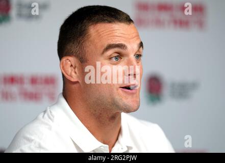 Ben Earl von England während einer Squad-Ankündigung für die Rugby-Weltmeisterschaft 2023 im Twickenham Stadium, London. Foto: Montag, 7. August 2023. Stockfoto