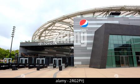 Los Angeles, Kalifornien: BMO Stadium, Heimstadion des Los Angeles Football Clubs der Major League Soccer, Pepsi Plaza im Exposition Park Stockfoto