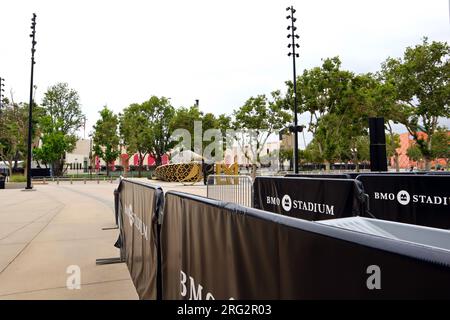 Los Angeles, Kalifornien: BMO Stadium, Heimstadion des Los Angeles Football Clubs der Major League Soccer, Pepsi Plaza im Exposition Park Stockfoto