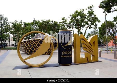 Los Angeles, Kalifornien: BMO Stadium, Heimstadion des Los Angeles Football Clubs der Major League Soccer, Pepsi Plaza im Exposition Park Stockfoto