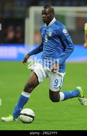 Modena Italy 2012-10-15 : Mario Balotelli Spieler der italienischen Fußballnationalmannschaft während des Spiels der WM-Qualifikatoren 2014, Italien - Dänemark 3-1 Stockfoto