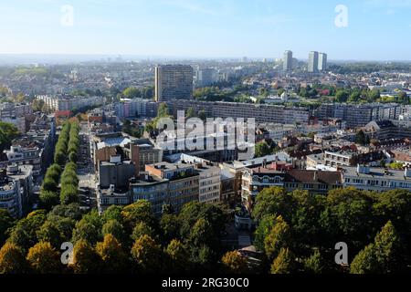 Von der Spitze der Nationalbasilika des Heiligen Herzens in Koekelberg Stockfoto