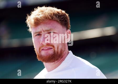 Englands Ollie Chessum während einer Squad-Ankündigung für die Rugby-Weltmeisterschaft 2023 im Twickenham Stadium, London. Foto: Montag, 7. August 2023. Stockfoto