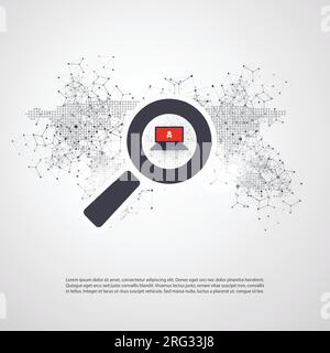 Sicherheits-Audit, Virenüberprüfung, Bereinigung, Design des IT-Sicherheitskonzepts. Stock Vektor