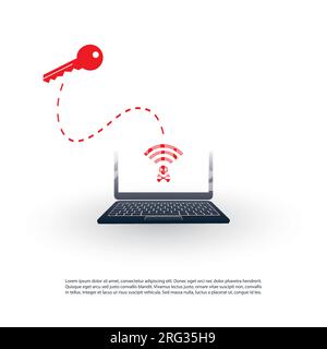 Design Von Ungesicherten Öffentlichen Wlan-Hotspots – Wlan-Sicherheitsverstöße, Business Cybercrime Concept Stock Vektor