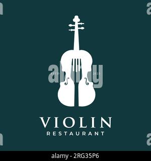 Fork Violin Musikkonzert für Bar Cafe Restaurant Nightclub Logo Stock Vektor