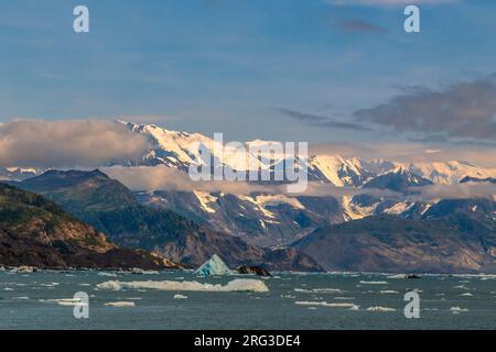 Die Chugach Mountains wurden von Dischantment Bay, Alaska, beobachtet Stockfoto