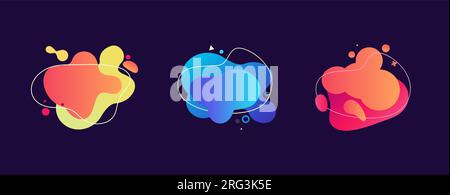 Abstraktes Splash Set isoliert auf dunkelviolettem Hintergrund Stock Vektor