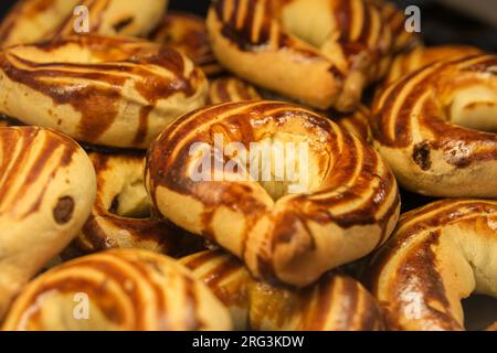 Close up crescent roll moon cake pastry sweet food . Selective focus included. Stockfoto