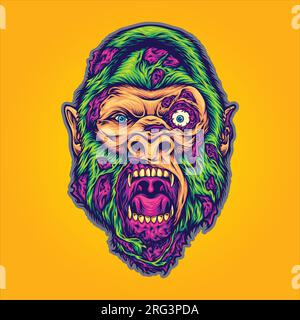 Bestien-Monster-Zombie-Vektorbilder für deine Arbeit Logo, Merchandise-T-Shirt, Aufkleber und Etikettendesigns, Poster, Grußkarte Stock Vektor