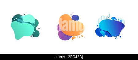 Abstrakter flüssiger Formularsatz. Orange, Violett, Cyan Stock Vektor