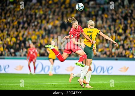 Sydney, NSW, Australien, FIFA Women's World Cup 2023 Runde 16 Spiel Australien gegen Dänemark im Stadium Australia (Accor Stadium), 7. August 2023, Sydney, Australien. (Keith McInnes/SPP) Kredit: SPP Sport Press Photo. Alamy Live News Stockfoto