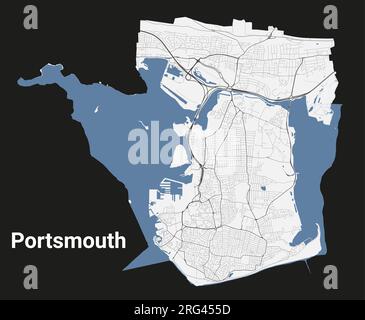 Stadtplan von Portsmouth, detailliertes Verwaltungsgebiet mit Grenze Stock Vektor