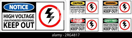 Gefahrenschild Hochspannung Nicht Autorisiertes Personal Fernhalten Stock Vektor