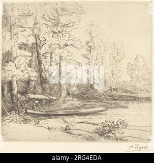 Bäume am Water's Edge (Les arbres au Bord de l'Eau) von Alphonse Legros Stockfoto