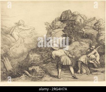 Allegory of the Peasant and Fortune (Le paysan et la Fortune: Sujet allegorique von Alphonse Legros) Stockfoto