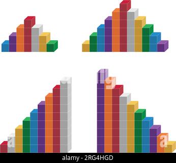 Farbige Würfelpyramiden. 3D-Formen. Mathematik einer geometrischen Figur, Konturvektordarstellung Stock Vektor