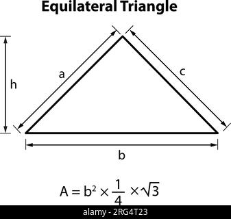 Bereich Der Gleichseitigen Dreiecksformel. Geometrische Formen. Isoliert auf weißem Hintergrund Vektordarstellung. Stock Vektor