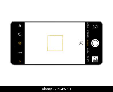 Smartphone-Benutzeroberfläche mit Kamerabildschirm. Design der Vorlage für die benutzeroberfläche des Smartphone-Fotosuchers Stock Vektor