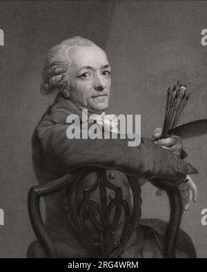 Anton Graff, 1736-1813. Schweizer Porträtkünstler. Nach einer Gravur von Johann Gotthard Müller. Stockfoto