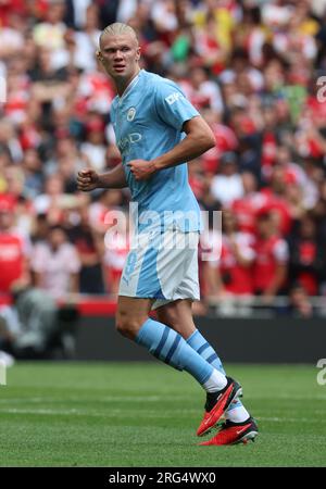 Erling Haaland von Manchester City während DES FA COMMUNITY SHIELD Match zwischen Manchester City und Arsenal im Wembley Stadium, London, am 06. August Stockfoto