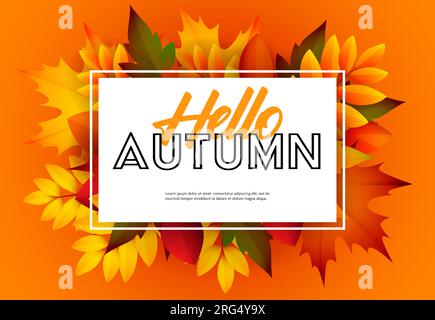 „Hello Herbstliches“-Posterdesign mit Textbeispiel Stock Vektor