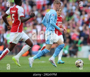 Cole Palmer von Manchester City während DES FA COMMUNITY SHIELD Match zwischen Manchester City und Arsenal am 06. August im Wembley Stadium in London Stockfoto