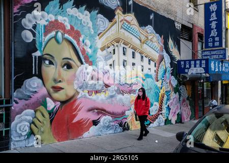 Street Art in Chinatown, San Francisco, Kalifornien, USA Stockfoto