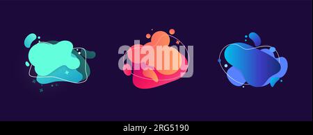 Abstraktes Flussform-Set. Cyan, Blau, Orange Stock Vektor