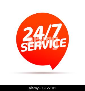 24-Stunden-Service und 7-Tage-Service verfügbar. Symbol für das Logo der Serviceuhr Stock Vektor