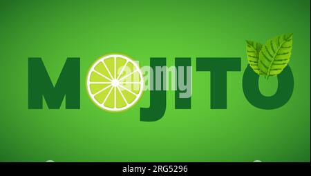 Mojito trinkt Vektor-Cocktail-Spritzer. Zitronensaft Limonade Grün Werbung Mojito Getränk Hintergrund Illustration Stock Vektor